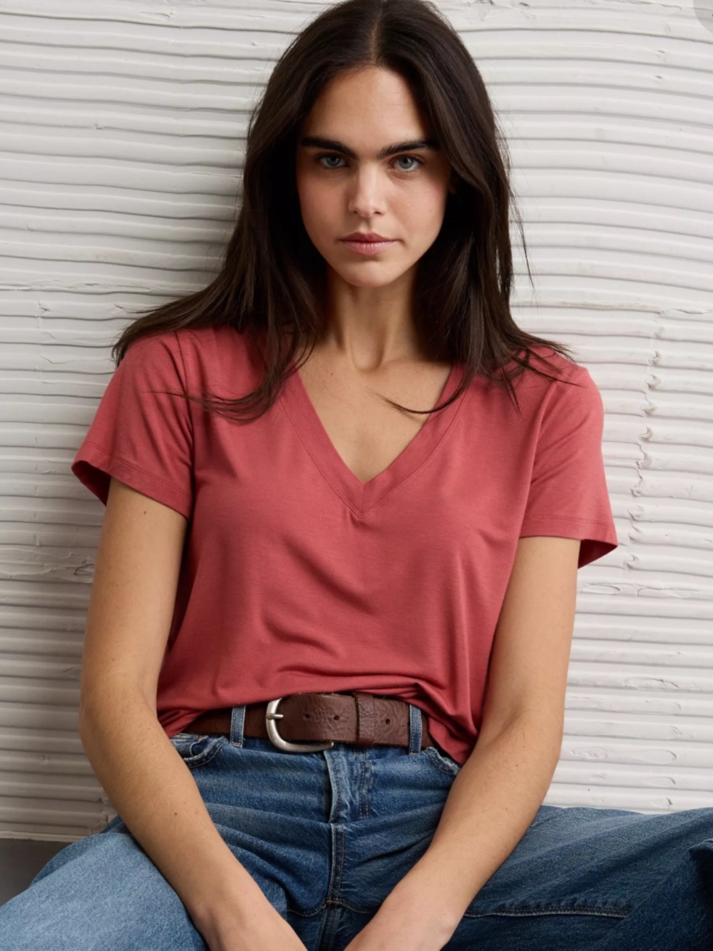Madewell V-Neck Tee in Weathered Brick NWT Size Small